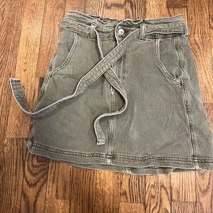 American Eagle green denim skirt tie waist